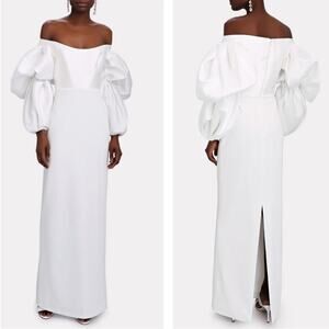 SOLACE LONDON Hedera Off the Shoulder Puff Sleeve White Maxi Dress Size 0